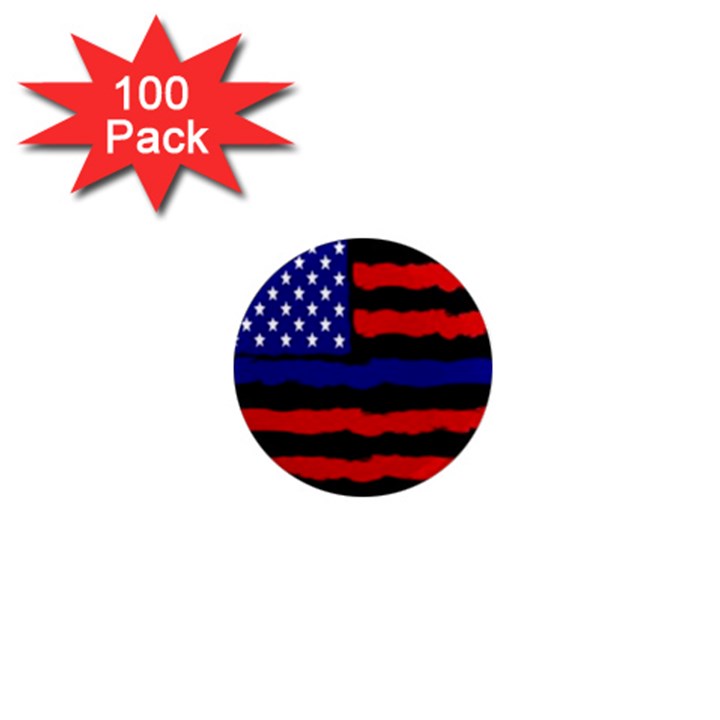 Flag American Line Star Red Blue White Black Beauty 1  Mini Magnets (100 pack) 