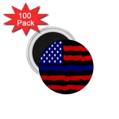 Flag American Line Star Red Blue White Black Beauty 1 75  Magnets (100 Pack)  by Mariart