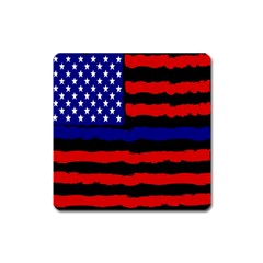 Flag American Line Star Red Blue White Black Beauty Square Magnet by Mariart