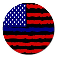 Flag American Line Star Red Blue White Black Beauty Magnet 5  (round) by Mariart