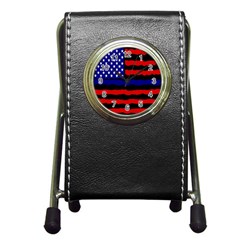 Flag American Line Star Red Blue White Black Beauty Pen Holder Desk Clocks by Mariart