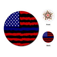 Flag American Line Star Red Blue White Black Beauty Playing Cards (round) 