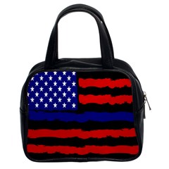 Flag American Line Star Red Blue White Black Beauty Classic Handbags (2 Sides) by Mariart