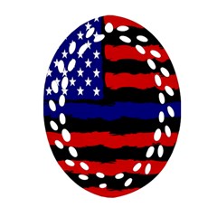 Flag American Line Star Red Blue White Black Beauty Oval Filigree Ornament (two Sides) by Mariart