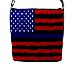 Flag American Line Star Red Blue White Black Beauty Flap Messenger Bag (l)  by Mariart