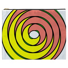 Double Spiral Thick Lines Circle Cosmetic Bag (xxxl) 