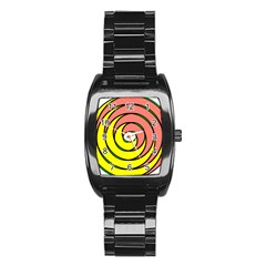 Double Spiral Thick Lines Circle Stainless Steel Barrel Watch