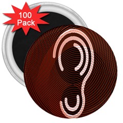 Fan Line Chevron Wave Brown 3  Magnets (100 Pack)