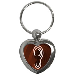 Fan Line Chevron Wave Brown Key Chains (Heart) 