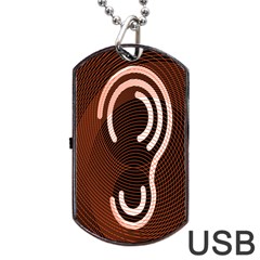 Fan Line Chevron Wave Brown Dog Tag Usb Flash (one Side)