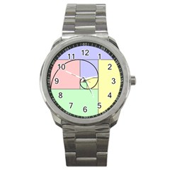 Golden Spiral Logarithmic Color Sport Metal Watch by Mariart