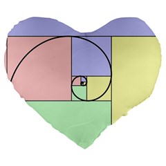 Golden Spiral Logarithmic Color Large 19  Premium Flano Heart Shape Cushions