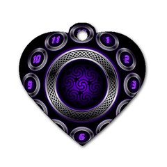 Digital Celtic Clock Template Time Number Purple Dog Tag Heart (one Side)