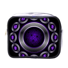 Digital Celtic Clock Template Time Number Purple Mini Toiletries Bags by Mariart