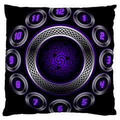Digital Celtic Clock Template Time Number Purple Large Cushion Case (one Side) by Mariart