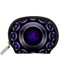 Digital Celtic Clock Template Time Number Purple Accessory Pouches (small)  by Mariart