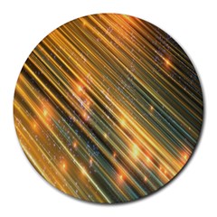 Golden Blue Lines Sparkling Wild Animation Background Space Round Mousepads