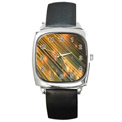 Golden Blue Lines Sparkling Wild Animation Background Space Square Metal Watch