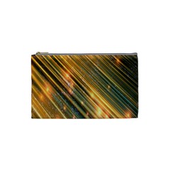 Golden Blue Lines Sparkling Wild Animation Background Space Cosmetic Bag (small) 