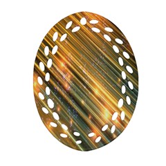 Golden Blue Lines Sparkling Wild Animation Background Space Oval Filigree Ornament (two Sides) by Mariart