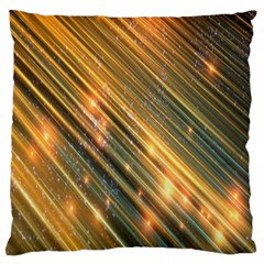 Golden Blue Lines Sparkling Wild Animation Background Space Large Cushion Case (one Side)
