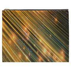 Golden Blue Lines Sparkling Wild Animation Background Space Cosmetic Bag (xxxl) 