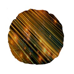 Golden Blue Lines Sparkling Wild Animation Background Space Standard 15  Premium Round Cushions by Mariart