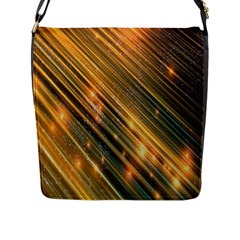 Golden Blue Lines Sparkling Wild Animation Background Space Flap Messenger Bag (l)  by Mariart