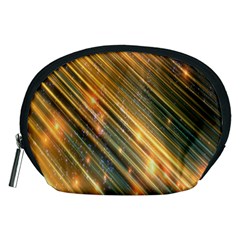 Golden Blue Lines Sparkling Wild Animation Background Space Accessory Pouches (medium)  by Mariart