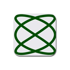 Lissajous Small Green Line Rubber Coaster (square)  by Mariart