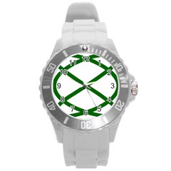 Lissajous Small Green Line Round Plastic Sport Watch (l)
