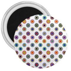 Flowers Pattern Recolor Artwork Sunflower Rainbow Beauty 3  Magnets