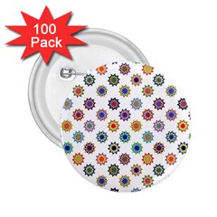 Flowers Pattern Recolor Artwork Sunflower Rainbow Beauty 2 25  Buttons (100 Pack) 