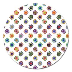 Flowers Pattern Recolor Artwork Sunflower Rainbow Beauty Magnet 5  (round)