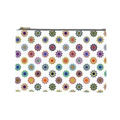 Flowers Pattern Recolor Artwork Sunflower Rainbow Beauty Cosmetic Bag (large) 