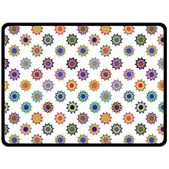 Flowers Pattern Recolor Artwork Sunflower Rainbow Beauty Fleece Blanket (large) 