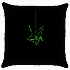 Origami Light Bird Neon Green Black Throw Pillow Case (black)