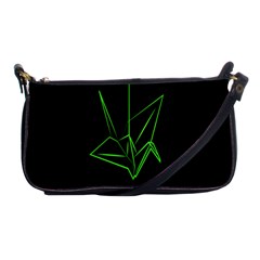 Origami Light Bird Neon Green Black Shoulder Clutch Bags by Mariart