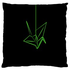 Origami Light Bird Neon Green Black Large Cushion Case (two Sides)