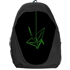 Origami Light Bird Neon Green Black Backpack Bag by Mariart