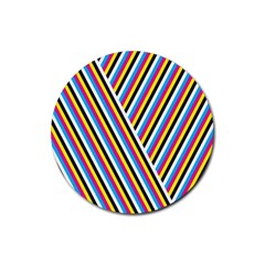 Lines Chevron Yellow Pink Blue Black White Cute Rubber Round Coaster (4 Pack) 