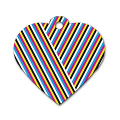 Lines Chevron Yellow Pink Blue Black White Cute Dog Tag Heart (two Sides) by Mariart