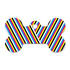 Lines Chevron Yellow Pink Blue Black White Cute Dog Tag Bone (two Sides)