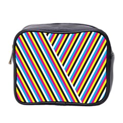 Lines Chevron Yellow Pink Blue Black White Cute Mini Toiletries Bag 2-side by Mariart