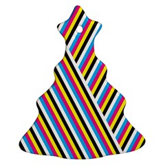 Lines Chevron Yellow Pink Blue Black White Cute Christmas Tree Ornament (two Sides) by Mariart