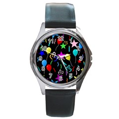 Party Pattern Star Balloon Candle Happy Round Metal Watch