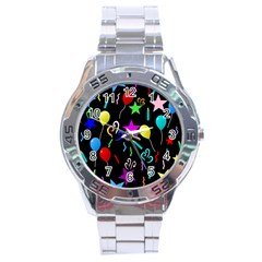 Party Pattern Star Balloon Candle Happy Stainless Steel Analogue Watch by Mariart