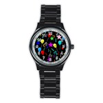 Party Pattern Star Balloon Candle Happy Stainless Steel Round Watch Front