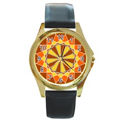 Ornaments Art Line Circle Round Gold Metal Watch