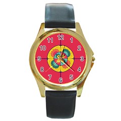 Color Scope Round Gold Metal Watch by linceazul